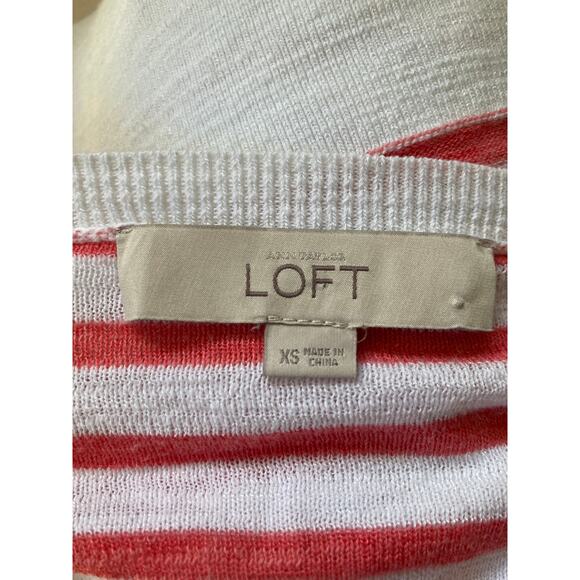 LOFT Pink & White Striped Sweater, Size XS - Picture 4 of 5